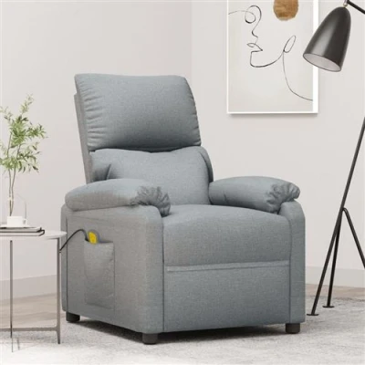 Image de vidaXL Fauteuil de massage Gris clair Tissu342733