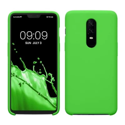 Afbeelding van kwmobile telefoonhoesje geschikt voor OnePlus 6 Hoesje met siliconen coating Smartphone case in limoengroen