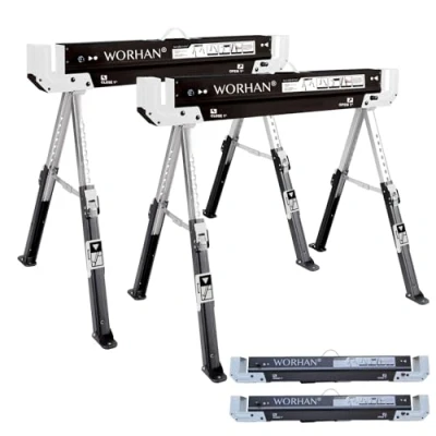 Afbeelding van WORHAN® S600B Werkschragen, inklapbaar, snel verstelbaar, 1180 kg, antislip stalen poten, 2 stuks
