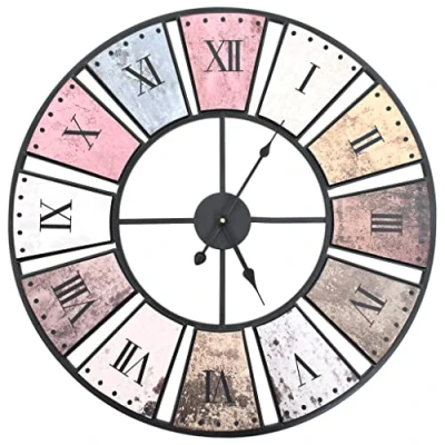 Afbeelding van Wandklok vintage stijl quartz mechanisme XXL 60 cm metaal