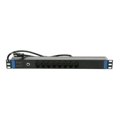 Afbeelding van DSIT 19 inch Zwitserse stekkerdoos Surge Protection Overload 8 voudig geschikt voor serverkast patchkast en flightcase