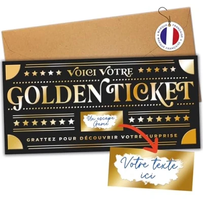Afbeelding van aliceandberry Golden Kraskaart, verrassingscadeaukaart, personaliseerbaar, ideaal voor verjaardag, EVJF, pensioen, cadeau koppels, aankondiging, design goud en zwart