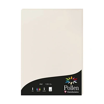 Afbeelding van Clairefontaine 428C, doos van 50 vellen, A4 formaat (21 x 297 cm), 120 g/m², kleur: parelgrijs, uitnodigingspapier voor evenementen en correspondentie, Pollen serie, premium glad papier