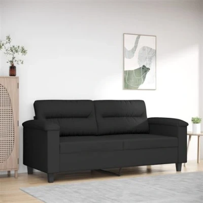 Afbeelding van Tweezitsbank 140 cm microvezelstof zwart