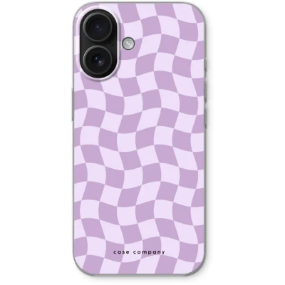 Afbeelding van Case Company® hoesje geschikt voor iPhone 16 Grid Paars Soft Cover Telefoonhoesje Bescherming aan alle Kanten en Schermrand