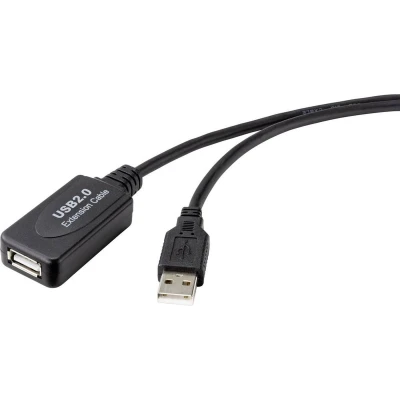 Afbeelding van Renkforce USB kabel 2.0 A stekker, bus 10.00 m Zwart Actief met signaalversterking RF 4535084