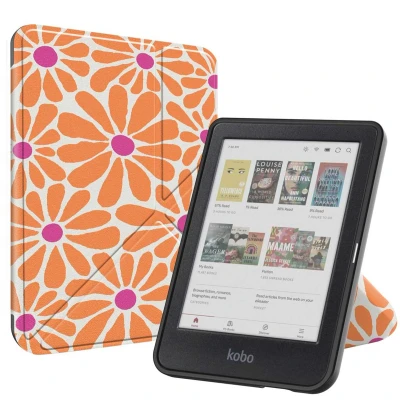 Afbeelding van imoshion E reader Hoesje Geschikt voor Kobo Clara BW, Colour Design Origami Bookcase Orange Flowers Connect