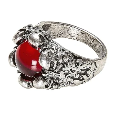 Image de W WIDMANN MILANO Party Fashion 46753 Bague de mort avec bijou rouge, bijou, carnaval, fête à thème Halloween