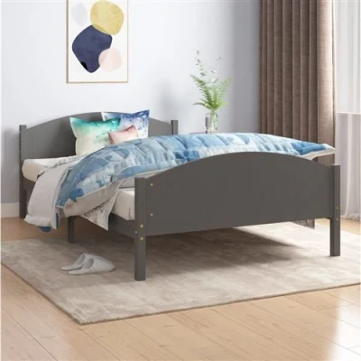 Afbeelding van Bedframe massief grenenhout donkergrijs 120x200 cm