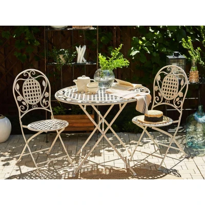 Afbeelding van Beliani BIVIO Tuintafel Wit 90 x cm IJzer