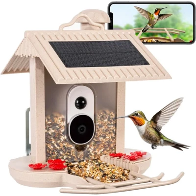 Afbeelding van HiBirds Smart Bird Feeder with Camera Watching Solar Powered BEIGE HB F1