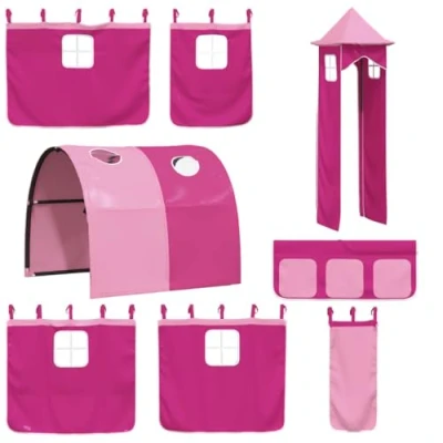 Image de vidaXL Rideaux pour lit mezzanine avec tunnel et tour rose835921