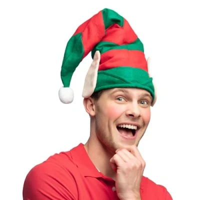 Afbeelding van Boland 13305 Kerstmanmuts met elfenoren en pompon, elfen, kerstman, kerstman