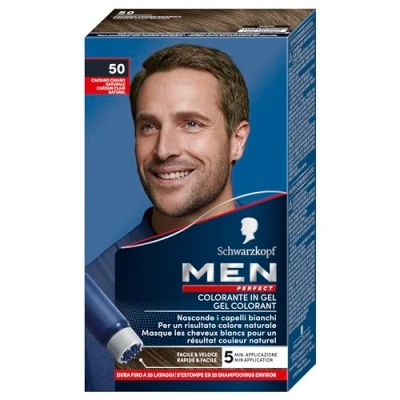 Afbeelding van Schwarzkopf Men Perfect Kleurgel tegen wit haar voor heren Kleuring Natuurlijk resultaat Snel en eenvoudig aan te brengen Zonder ammoniak Lichtbruin 50