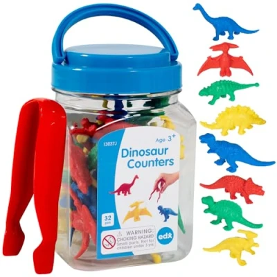 Afbeelding van edx education Dinosaurustellers, mini glas, leren tellen, kleuren, sorteren en sequencen, manipulatieve wiskunde 13037