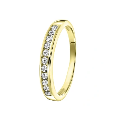 Afbeelding van Lucardi Dames Ring gold met zirkonia Cadeau voor vrouwen Echt Zilver Goudkleurig
