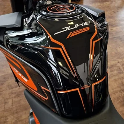 Afbeelding van Resin Bike Motorfietssticker compatibel met KTM 125 Duke 2021 2022 zilver. Tankbescherming tegen stoten en schaafwonden. 3D sticker hars Made in Italy