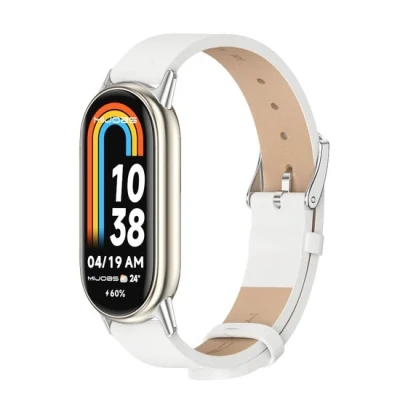 Afbeelding van PU leren bandje Wit Xiaomi Smart band 8 Kunstleer