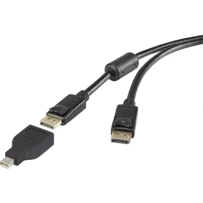 Afbeelding van Renkforce DisplayPort kabel Mini / Adapterkabel stekker, stekker 3.00 m Zwart Vergulde steekcontacten, Met