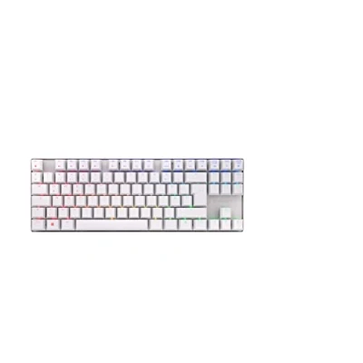 Image de CHERRY MX 8.2 TKL Clavier 1 ms de latence backlit sans fil Bluetooth 5.2, 2.4 GHz Allemand commutateur : Brown blanc