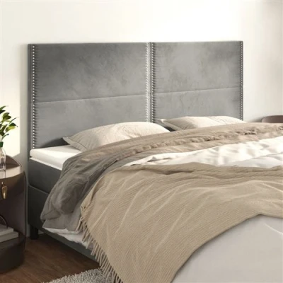 Afbeelding van vidaXL Hoofdborden 4 st 100 x 5 78/88 cm fluweel lichtgrijs