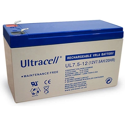 Afbeelding van Ultracell UL7.5 12 loodbatterij volt met 7,5 Ah en 4,8 mm contacten