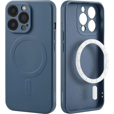 Afbeelding van iMoshion Hoesje Geschikt voor iPhone 13 Pro Siliconen Color Backcover MagSafe Donkerblauw