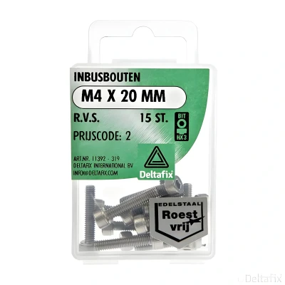 Afbeelding van Inbusbouten M4 x 20 mm RVS
