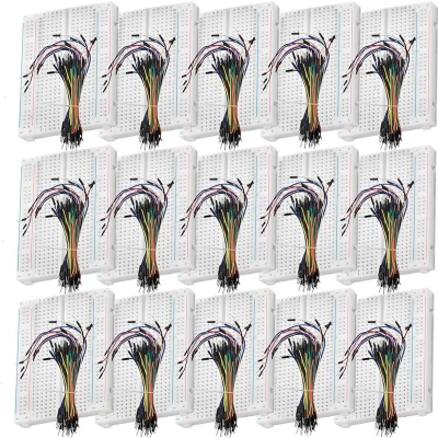 Afbeelding van AZDelivery 5 x Breadboard Kit 3 65pcs Jumper Draadkabel M2M en Mini 400 pinnen compatibel met Arduino Raspberry Pi Inclusief E Book!