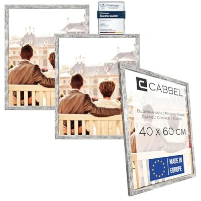 Afbeelding van CABBEL Set van drie (3 stuks) fotolijsten 40 x 60 cm MDF houten lijst berkenhout met onbreekbaar plexiglas/modern