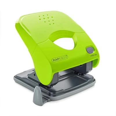 Afbeelding van Rapesco 1529 X5 40ps perforator met 2 gaten bij lagere inspanning, capaciteit van 40 vellen, groen