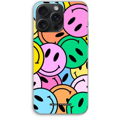 Afbeelding van Case Company® hoesje geschikt voor iPhone 15 Pro Max Smiley N1 Soft Cover Telefoonhoesje Bescherming aan alle Kanten en Schermrand