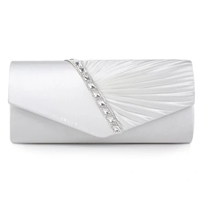 Afbeelding van Damara Elegante strass steen dames avondtas handtas, wit, Large