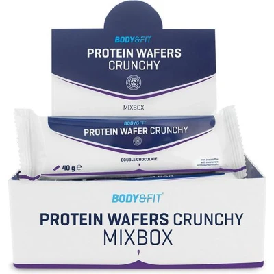 Afbeelding van Body &amp; Fit Crunchy Eiwitwafels Proteïne Repen Suikerarm Eiwitrijk 1 doos (12 wafels) Mix Box