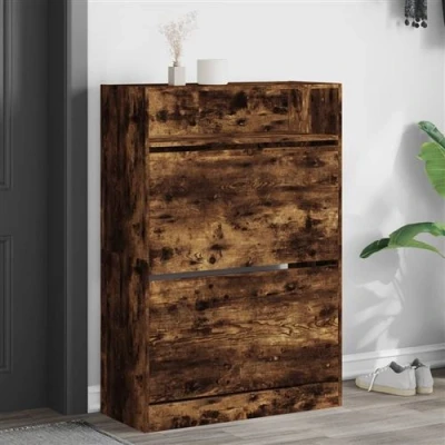 Afbeelding van vidaXL Schoenenkast met 2 klaplades 80x34x116 cm gerookt eikenkleurig