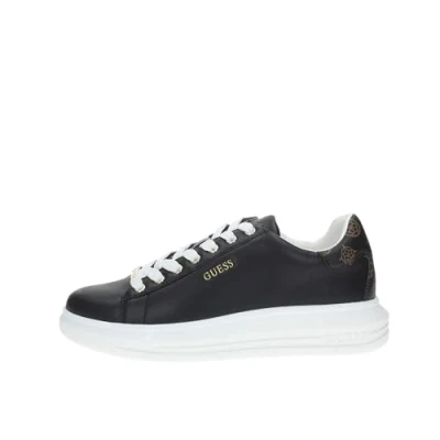 Afbeelding van Guess VIBO Sneakers laag, Dames, Maat: 36, Black/brown/ocra Leer en imitatieleer