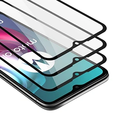 Afbeelding van Cadorabo 3x Screenprotector geschikt voor Motorola MOTO G10 / G30 Volledig scherm pantserfolie Beschermfolie in TRANSPARANT met ZWART Getemperd (Tempered) Display beschermend glas 9H hardheid 3D Touch