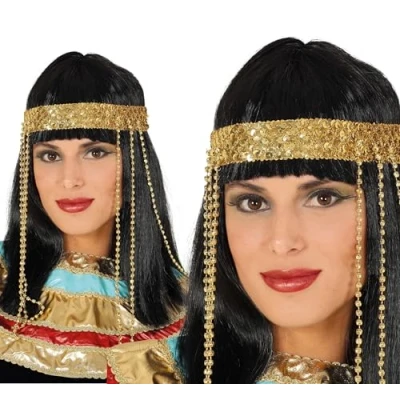 Afbeelding van Fiestas Guirca Zwarte pruik Egyptische prinses Carnaval accessoires Pruiken