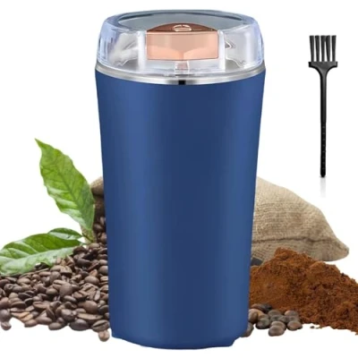 Afbeelding van Elektrische koffiemolen, 200 W, met slagmes en afneembare roestvrijstalen container, inhoud 100 g, voor koffiebonen, kruiden, granen, noten, bonen