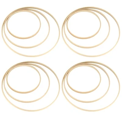 Afbeelding van 12 Pièces Anneaux Attrape Rêve en Bambou, Cercle Bois pour Macramé, Dreamcatcher Capteur de Rêves Bricolage Décoration