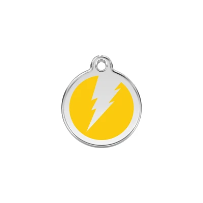 Afbeelding van Flash Yellow roestvrijstalen hondenpenning small/klein dia. 2 cm RedDingo