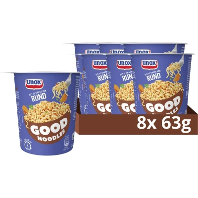 Afbeelding van Unox Good Noodles Cup Rund 8 x 63 g voordeelverpakking