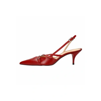 Afbeelding van Sacha Dames Rode leren slingbacks met gespen Maat 38