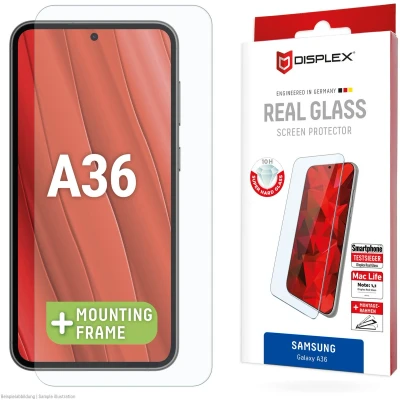 Afbeelding van Displex Real Glass, 2D Panzerglas (1 Stuk, Samsung Galaxy A36), Smartphone beschermfolie, Transparant