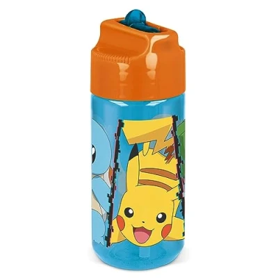 Afbeelding van P:os Pokémon 34251 Drinkfles voor kinderen, met geïntegreerd rietje, inhoud ca. 430 ml, lekvrij, school, sport en vrije tijd