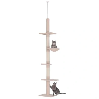 Afbeelding van PawHut Kattenboom krabboom kattenkrabboom met sisalpalen in hoogte verstelbaar D30 209