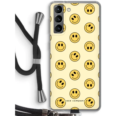 Afbeelding van hoesje met Koord geschikt voor Samsung Galaxy S21 Smiley N2 Telefoonhoesje Zwart Bescherming aan alle Kanten en Over de Schermrand