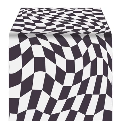 Afbeelding van Talking Tables Papieren tafelkleed Alice in Wonderland, zwart wit, 120 x 180 cm, wegwerptafelkleed, recyclebaar voor thuis, benodigdheden gekke hoedenmakers, verjaardag, feestdag