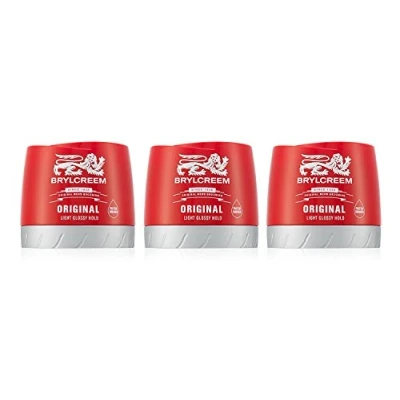 Afbeelding van Brylcreem Original Set van 3 glanzende stylingcrèmes voor heren, rood, 150 ml