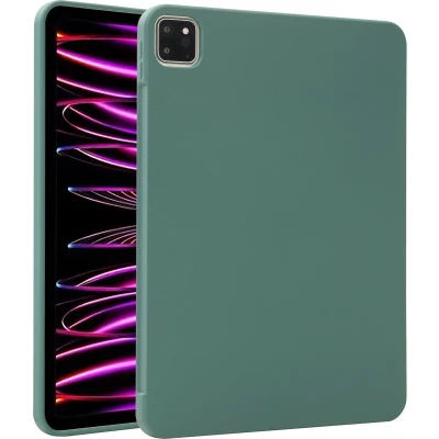 Afbeelding van Accezz Tablet Hoes Geschikt voor iPad Pro 11 (2022) / (2021) (2020) (2018) Liquid Silicone Backcover met penhouder Donkergroen